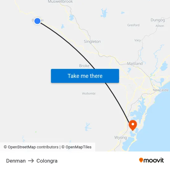 Denman to Colongra map
