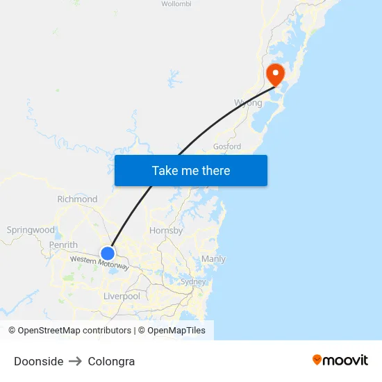 Doonside to Colongra map