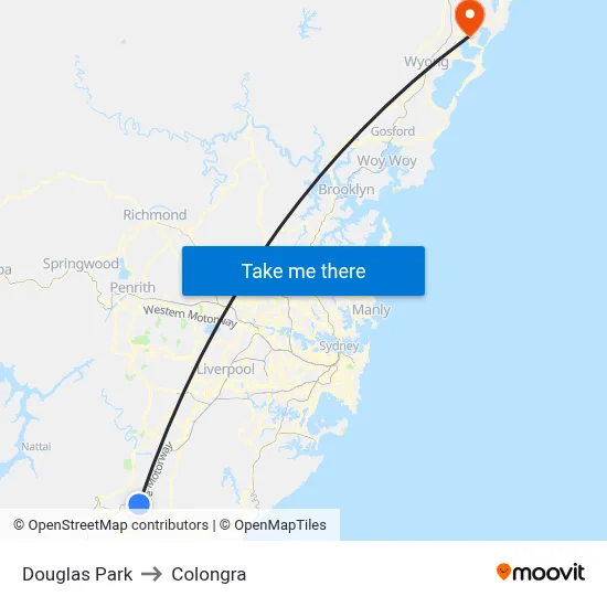 Douglas Park to Colongra map