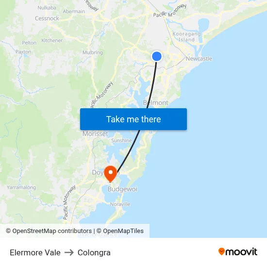 Elermore Vale to Colongra map
