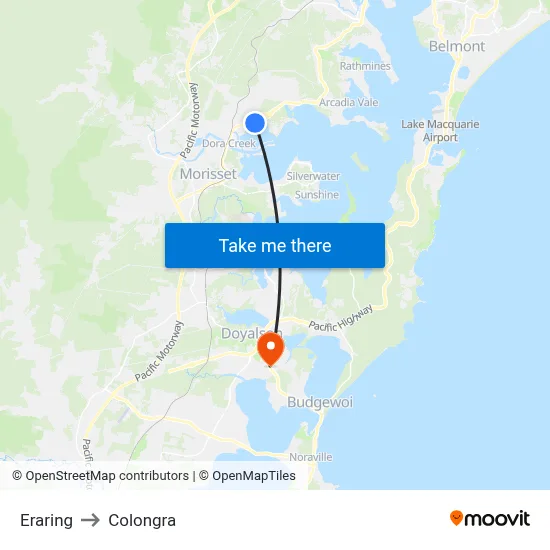 Eraring to Colongra map
