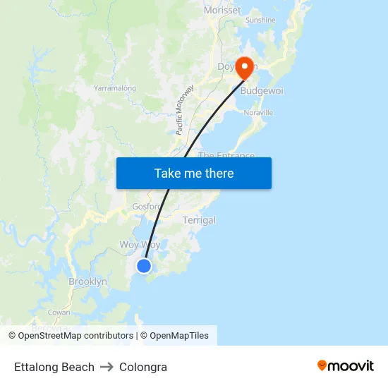 Ettalong Beach to Colongra map