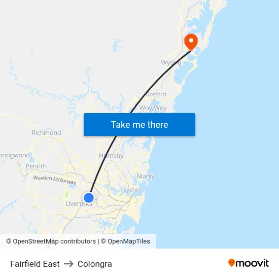 Fairfield East to Colongra map