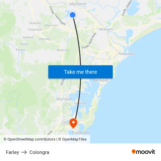 Farley to Colongra map