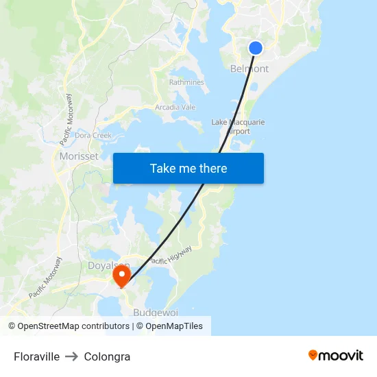 Floraville to Colongra map