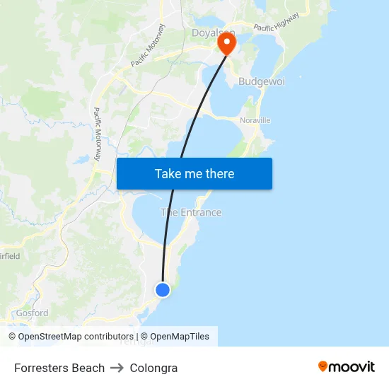 Forresters Beach to Colongra map