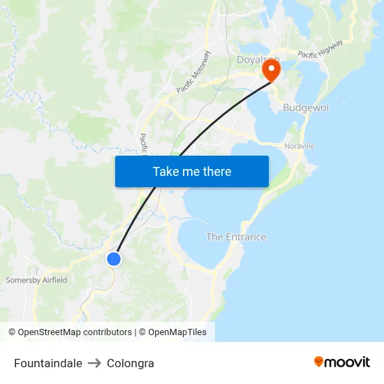 Fountaindale to Colongra map