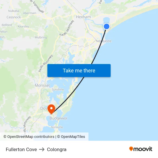 Fullerton Cove to Colongra map