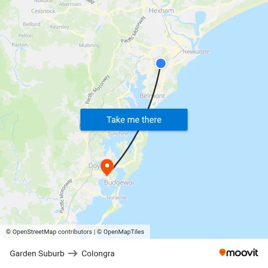Garden Suburb to Colongra map