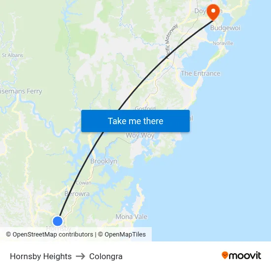 Hornsby Heights to Colongra map