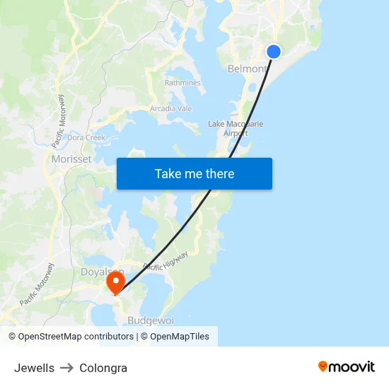 Jewells to Colongra map