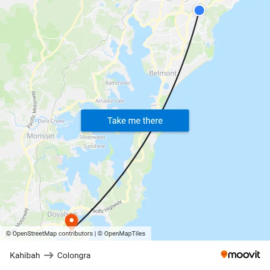 Kahibah to Colongra map