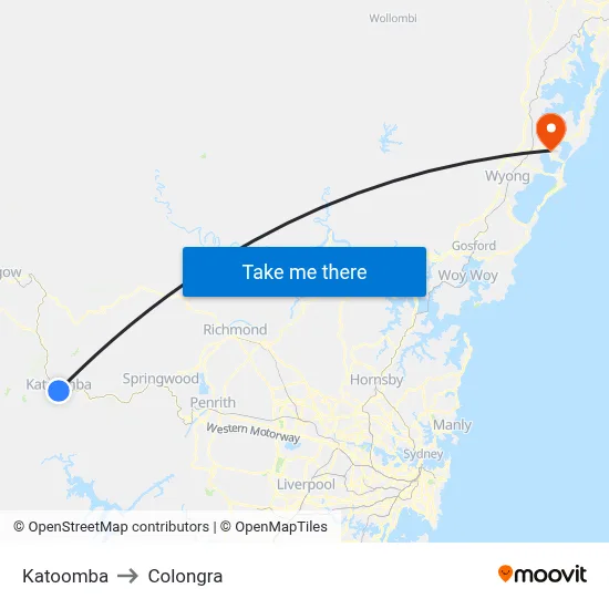 Katoomba to Colongra map