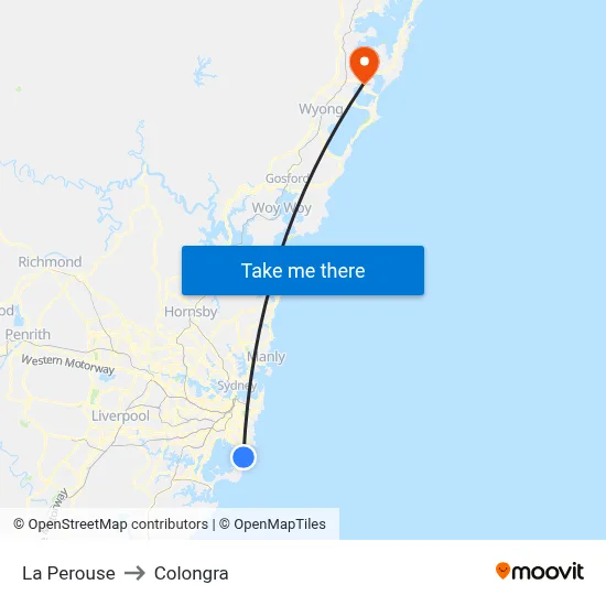 La Perouse to Colongra map