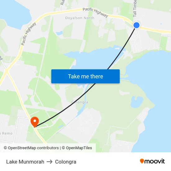 Lake Munmorah to Colongra map