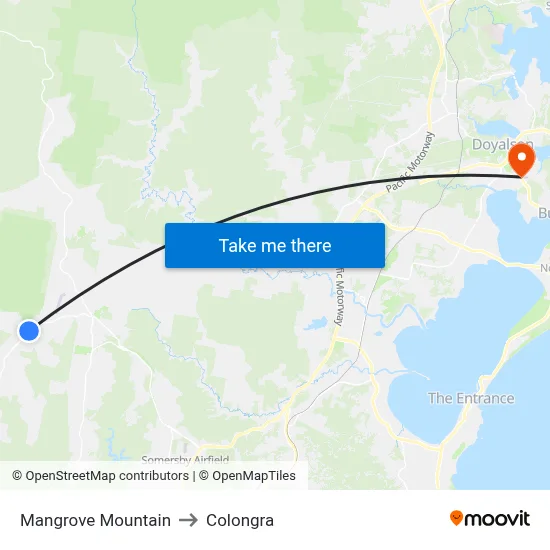 Mangrove Mountain to Colongra map