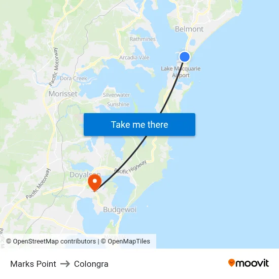 Marks Point to Colongra map