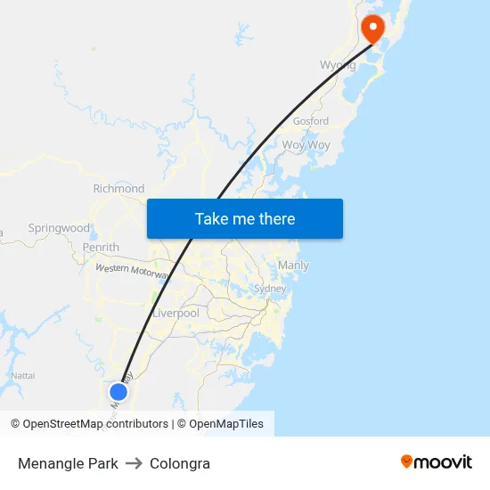 Menangle Park to Colongra map