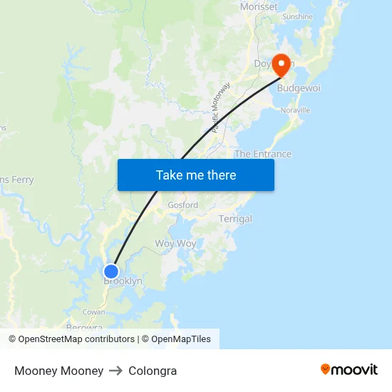 Mooney Mooney to Colongra map