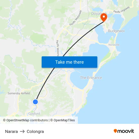 Narara to Colongra map