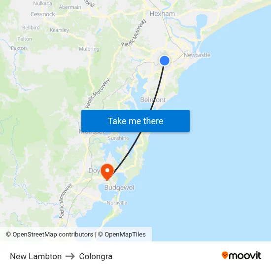 New Lambton to Colongra map