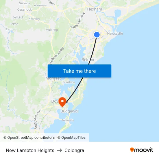 New Lambton Heights to Colongra map