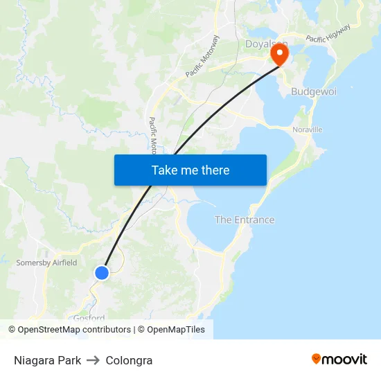 Niagara Park to Colongra map
