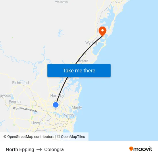 North Epping to Colongra map