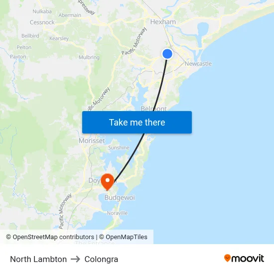 North Lambton to Colongra map
