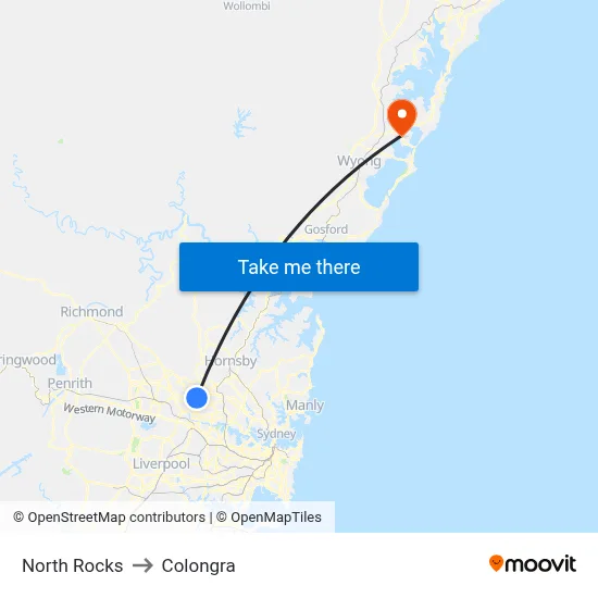 North Rocks to Colongra map