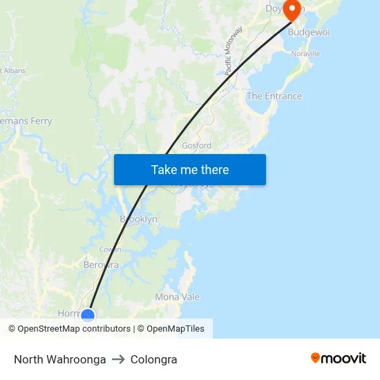North Wahroonga to Colongra map