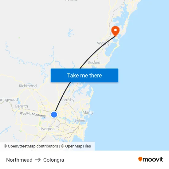 Northmead to Colongra map
