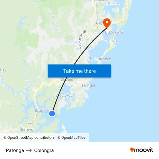 Patonga to Colongra map