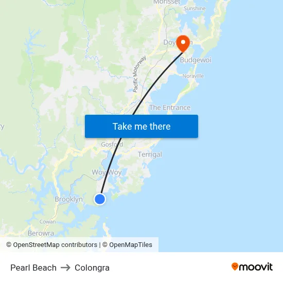 Pearl Beach to Colongra map
