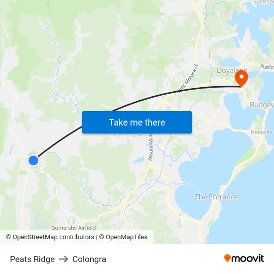 Peats Ridge to Colongra map
