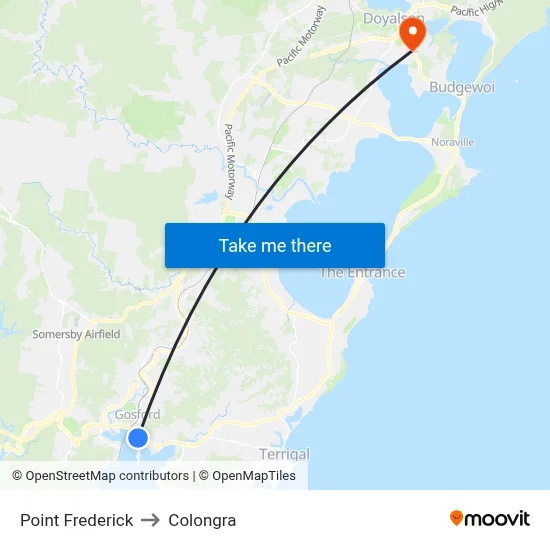 Point Frederick to Colongra map
