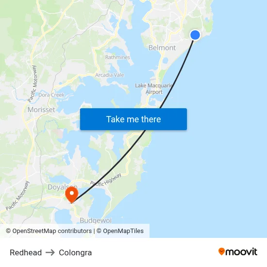 Redhead to Colongra map