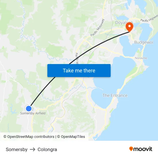 Somersby to Colongra map
