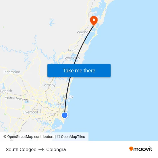 South Coogee to Colongra map