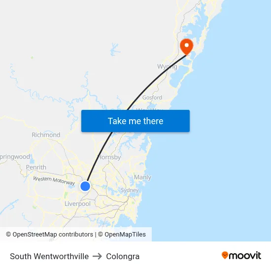 South Wentworthville to Colongra map
