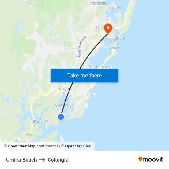 Umina Beach to Colongra map