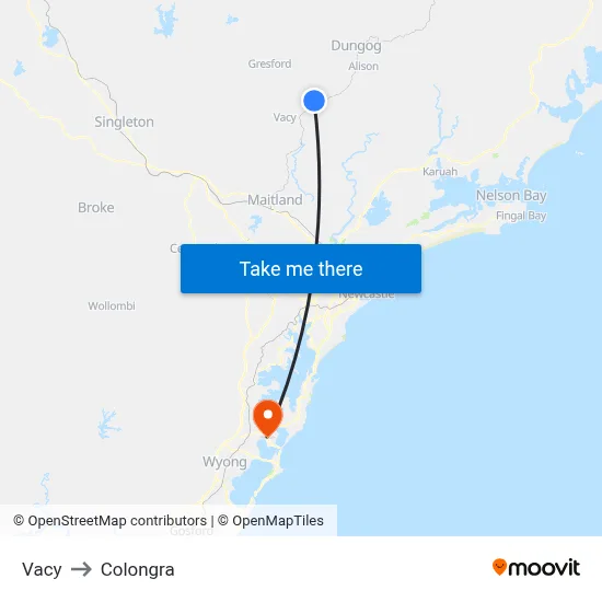 Vacy to Colongra map