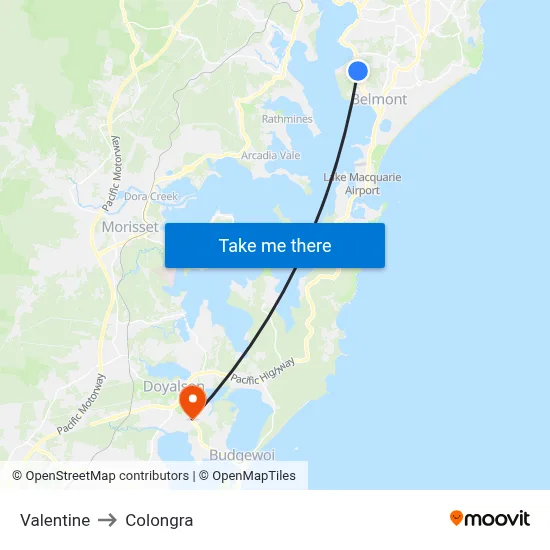 Valentine to Colongra map