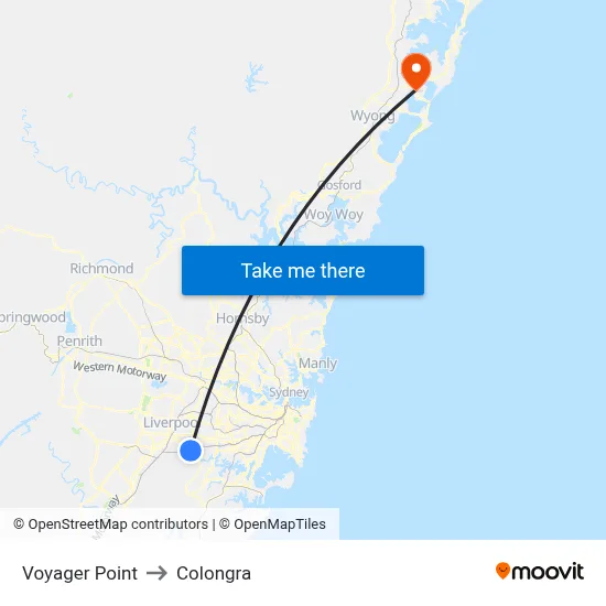 Voyager Point to Colongra map