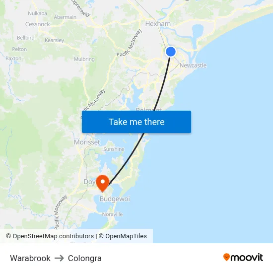 Warabrook to Colongra map