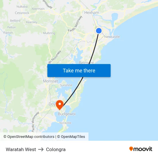 Waratah West to Colongra map