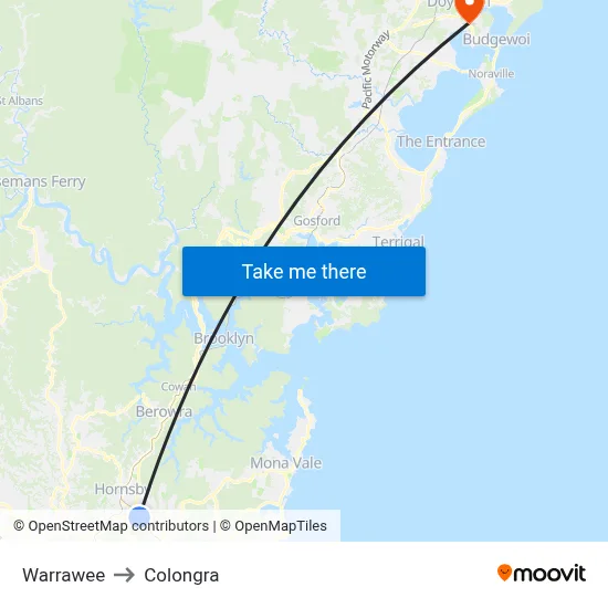 Warrawee to Colongra map
