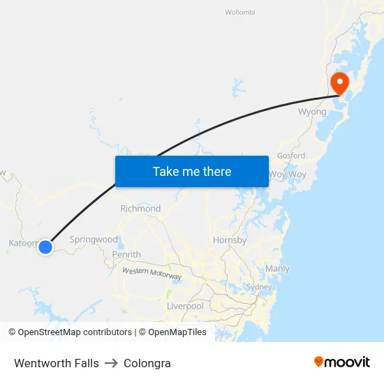 Wentworth Falls to Colongra map