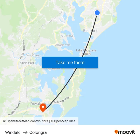 Windale to Colongra map