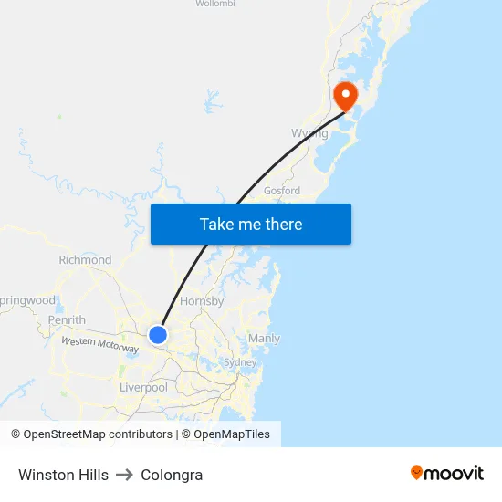 Winston Hills to Colongra map